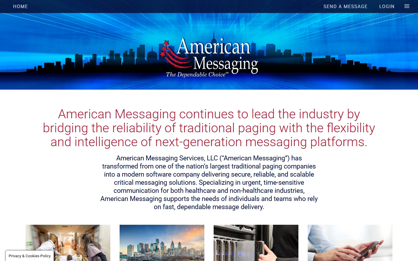 American Messaging website on a desktop browser