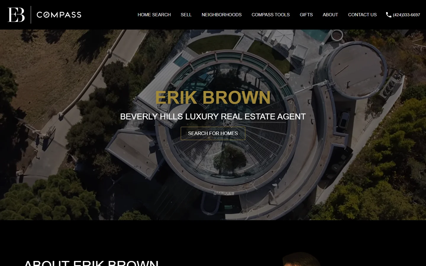 Erik R. Brown website on a desktop browser