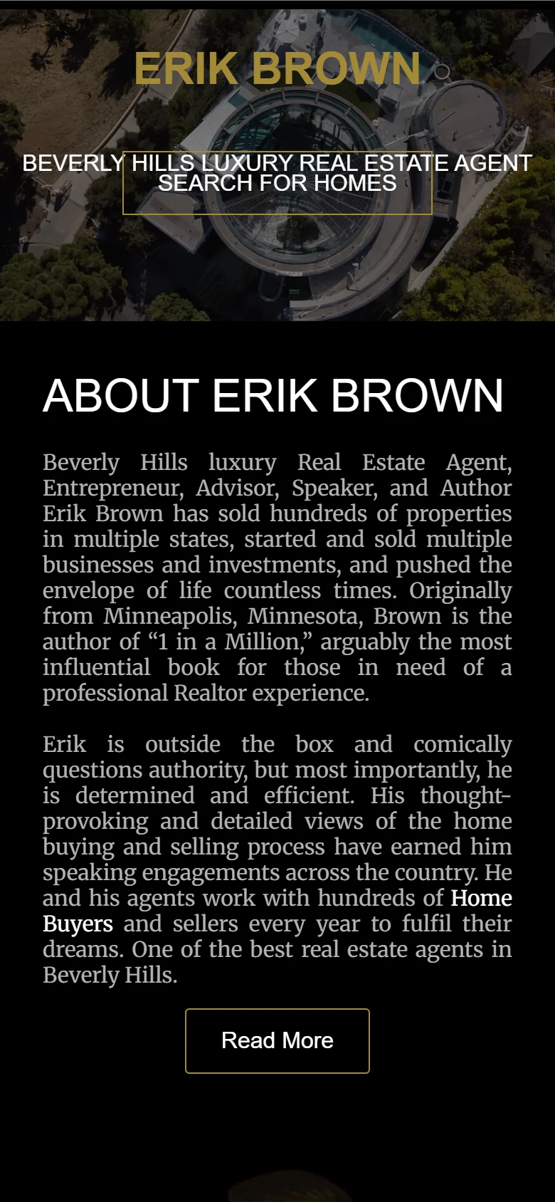 Erik R. Brown website on a mobile phone